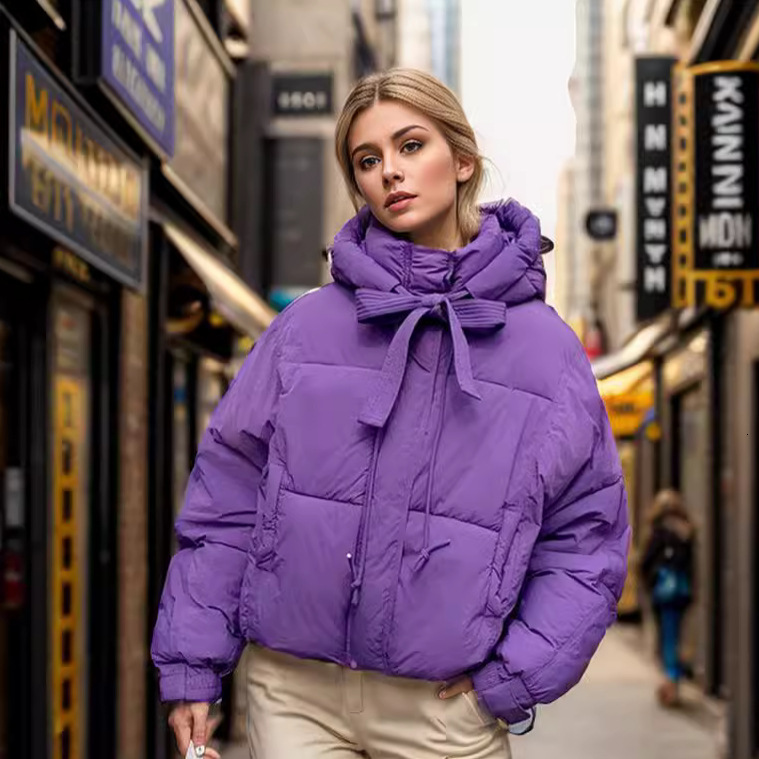 Puffer Jacket Korean Version Autumn and Winter Korean Version Down Cotton Jacket Womens Short Style Hooded Thick Fashion Small Cotton Jacket