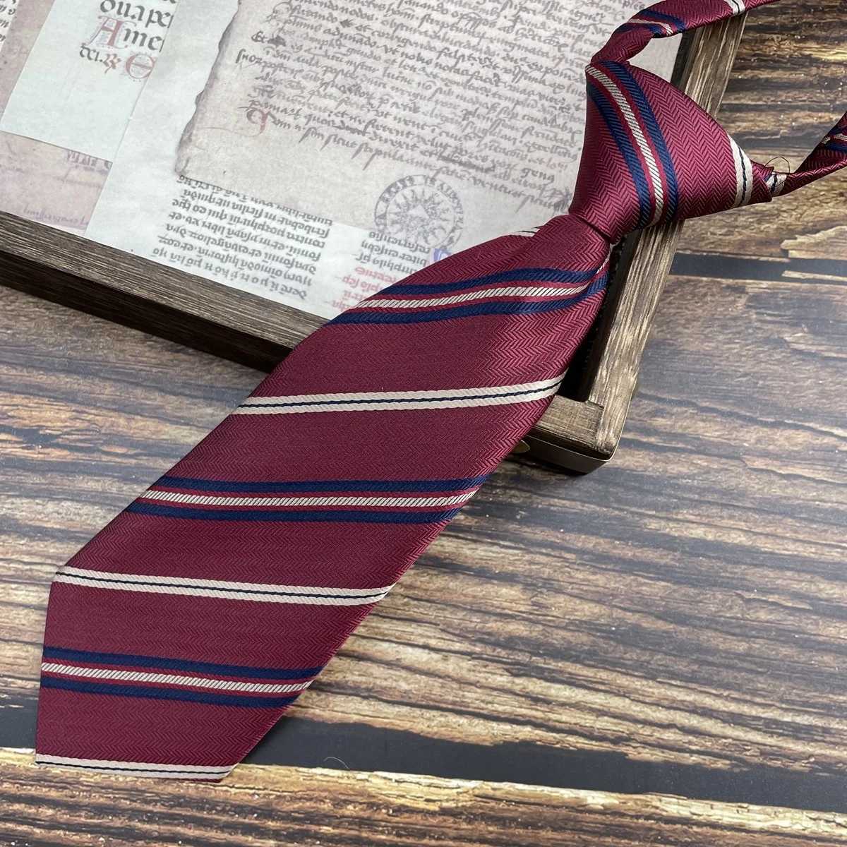 22CM short neckline handmade striped small tie for men lazy tie for young girls cute college style brown solid tie Fem Y240925