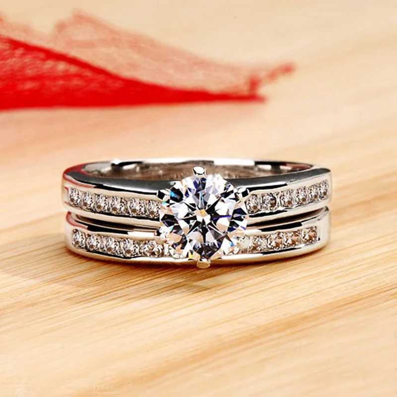 Huitans new classic six claw cubic zirconia set ring is suitable for womens luxury wedding accessories high-quality eternal style jewelry W240925
