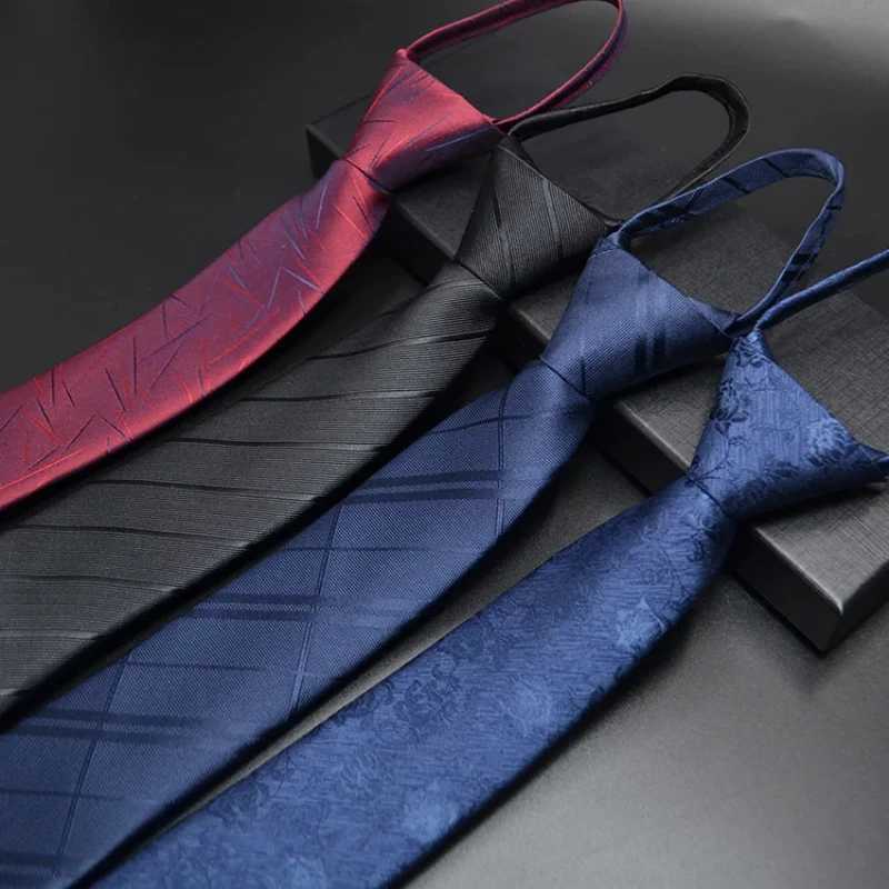Mens Zipper Tie Lazy Tie Fashion 6cm Mens Business Collar Slim Narrow Party Wedding Collar Corbatas para hbre Y240925