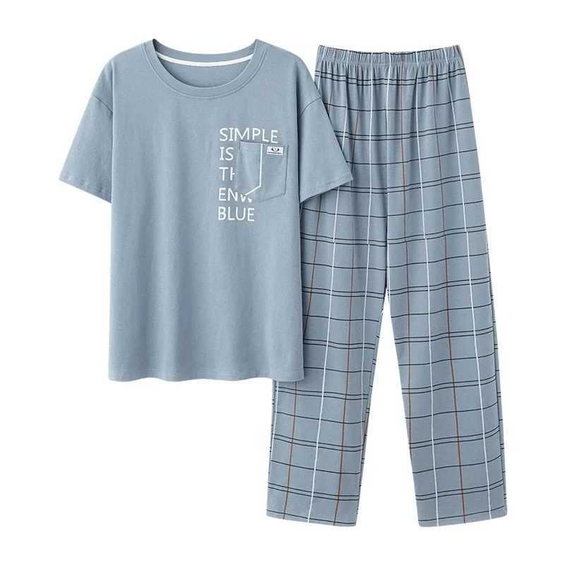 Men's Summer Soft Cotton Pamas Set: Grey Plain Round Collar Loose Loungewear For Young Men B1