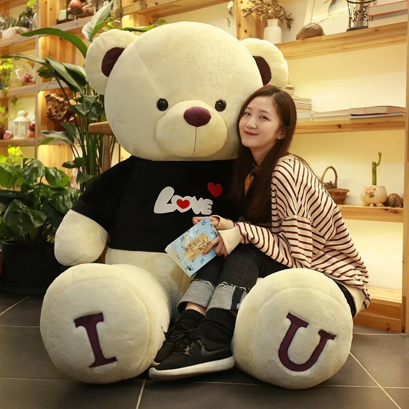 100cm plush toy teddy bear giant Tshirt soft filled animal pillow doll barbecue friend child wife birthday Valentines Day decoration 240925