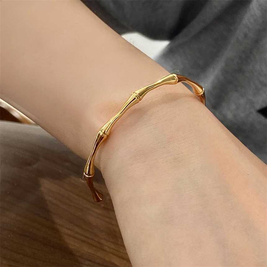 316L Stainless Steel Simplicity Bamboo Joint Open Thin Bangle Bracelet Ladies Fashion Trend High Jewelry Accessories Party GiftsX240925