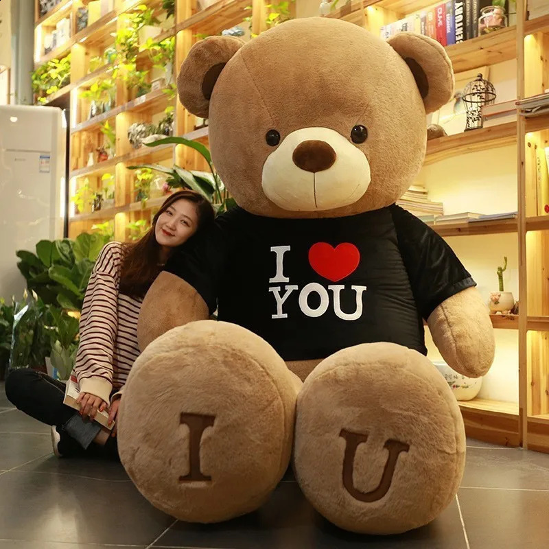 100cm plush toy teddy bear giant Tshirt soft filled animal pillow doll barbecue friend child wife birthday Valentines Day decoration 240925