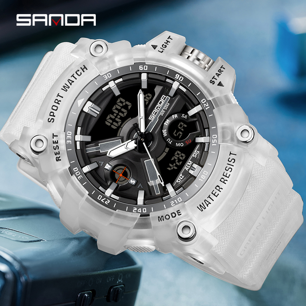 SANDA 3179 Digital Men's Military Watch 50M Waterproof Watch Dual Display Quartz Sports Watch Men's Night Light Relogio Masculino 09
