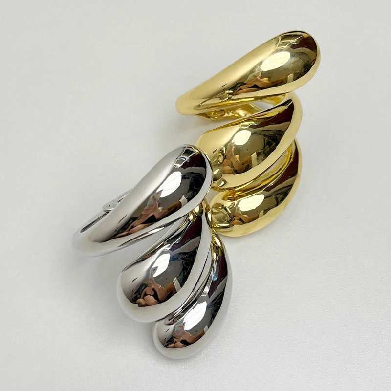 Fashion Lrregular Geometric Spiral Bracelet For Women Metal Hollow Chunky Water Drop Open Bangle Bracelet Jewelry AccessoriesX240925