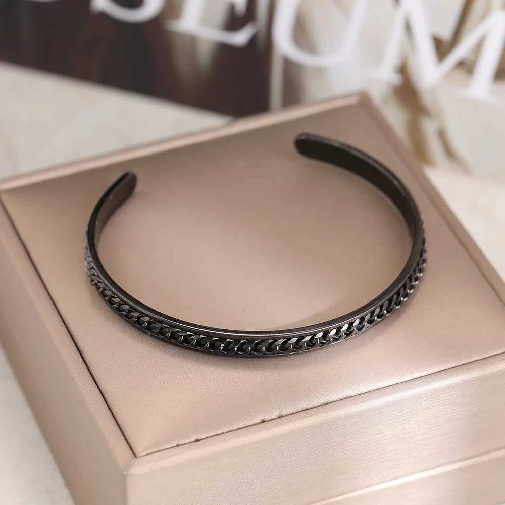 Stainless Steel Bracelets Fashion Minimalist Male Chains Adjustable Open Bangles Trendy Fine Bracelet For Women Jewelry GiftsX240925