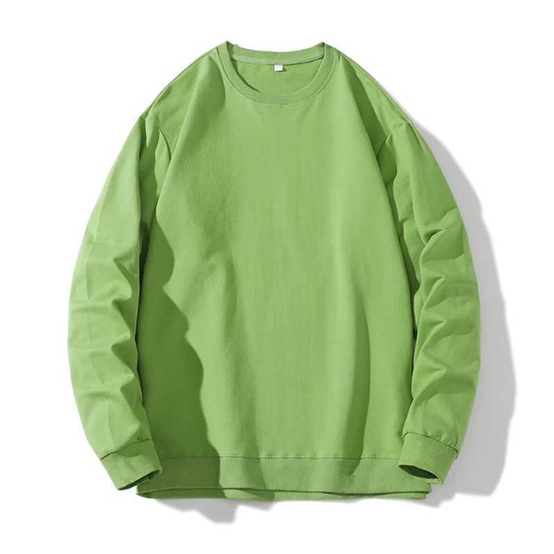Solid Sweatshirt Men Casual Long Sleeve T Shirt Man Korean Fashion Pullover Hoodies Round Neck Mens Clothing TopX240925