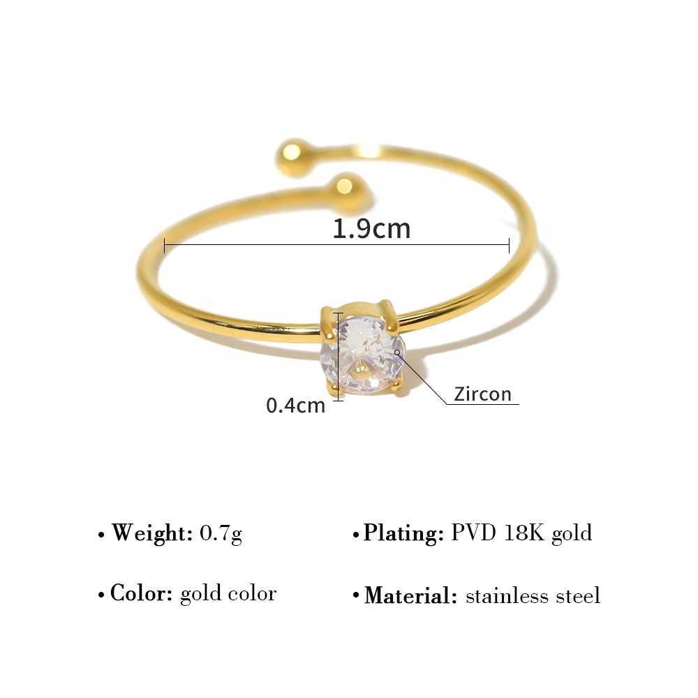 Wild and trendy stainless steel zircon ring suitable for womens classic cubic zirconia luxury 18K gold-plated wedding jewelry W240925