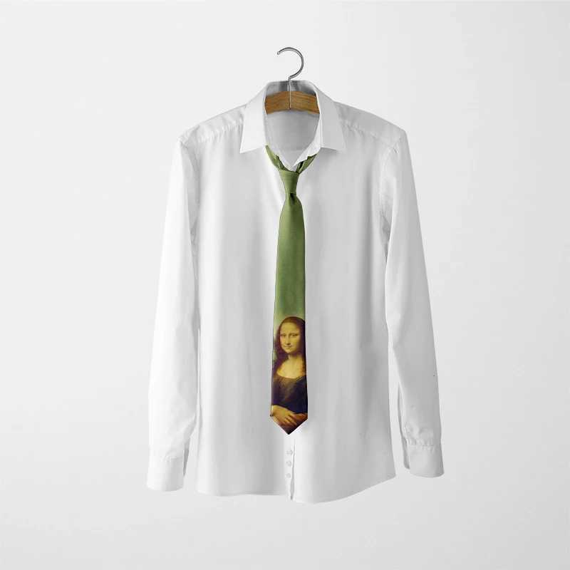 Fashion Mona Lisa Art Printed Tie for Men 8CM Polter Slim Business Formal Tie New Trend Party Date Shirt Matching Tie Y240925