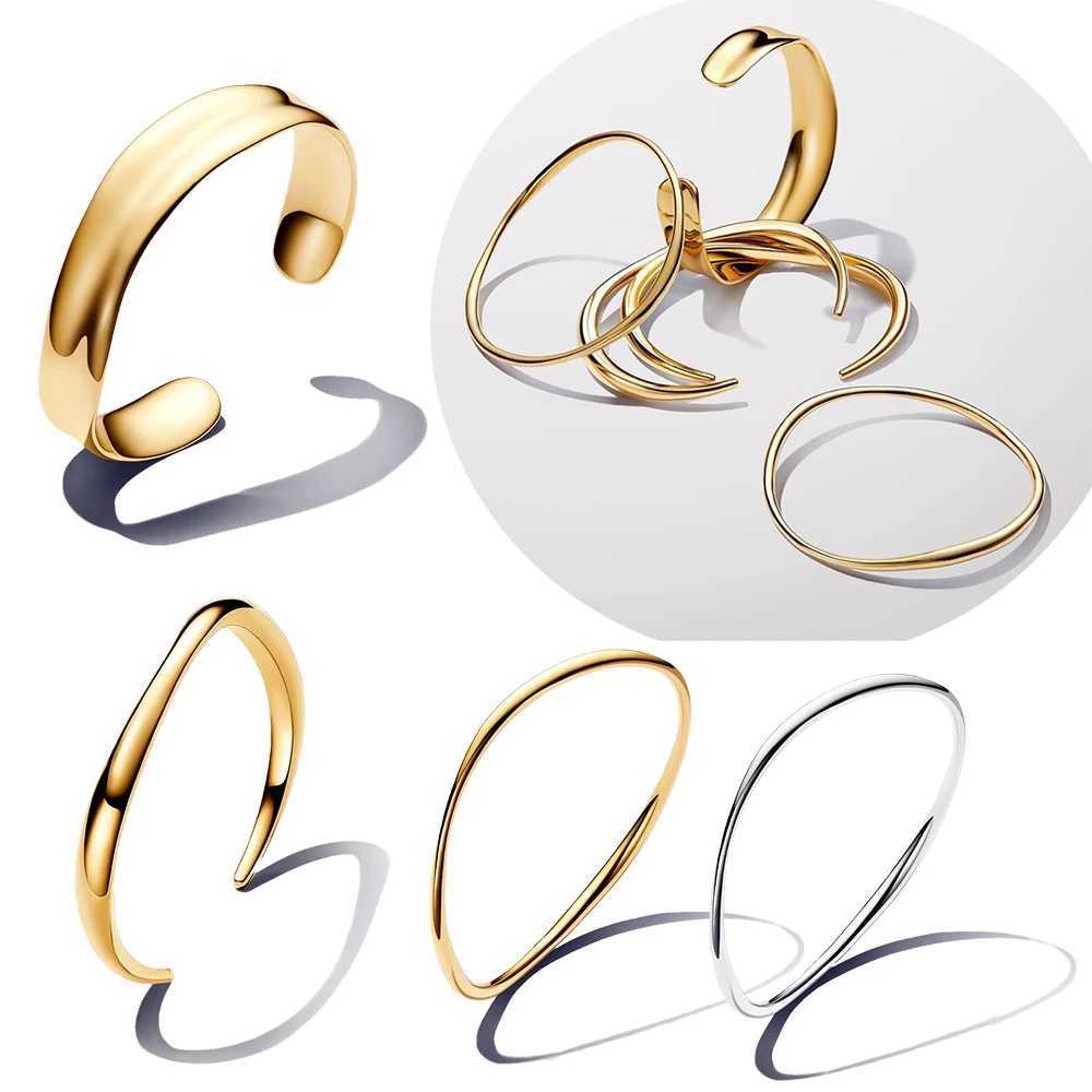 Hot Popular New 2024 Organic Shaped Wide Open Bangle Fashion Bracelet for Women Gift Fashion Classic DropshippringX240925