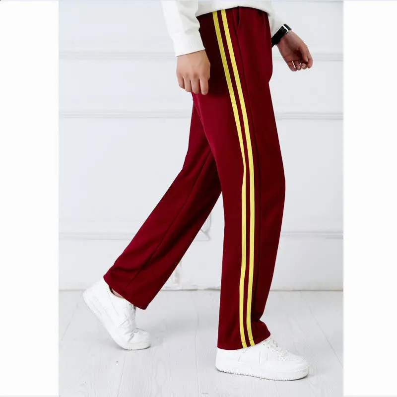 Wine red Unisex Track Pants Casual Sweatpants mens Striped Bastic Trousers Straight Joggers Simple Work 240920