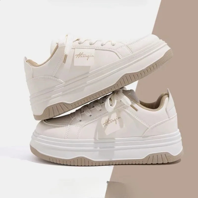 Spring Sports Running White Chunky Sneakers Women Shoes Platform Loafers Lace Up Flats Trend Spring Casual Mom Vulcanized Shoes 240921