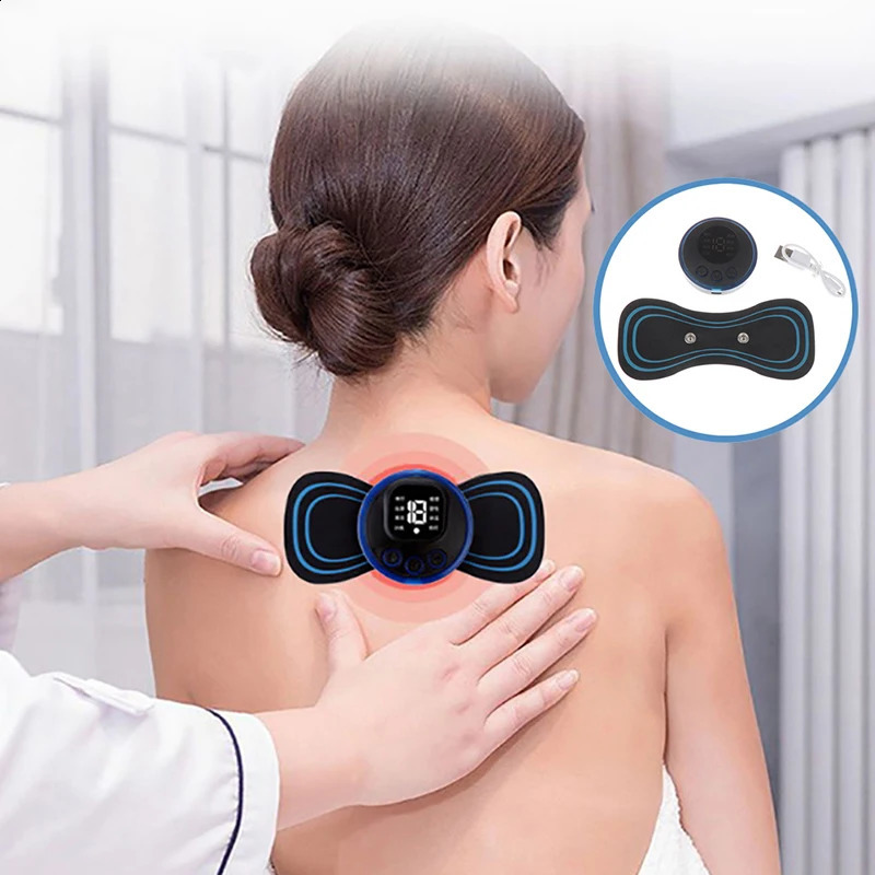 Portable EMS Neck Stretcher Electric Massager 8 Mode Cervical Massage Patch Pulse Muscle Stimulator Relief Pain 240919