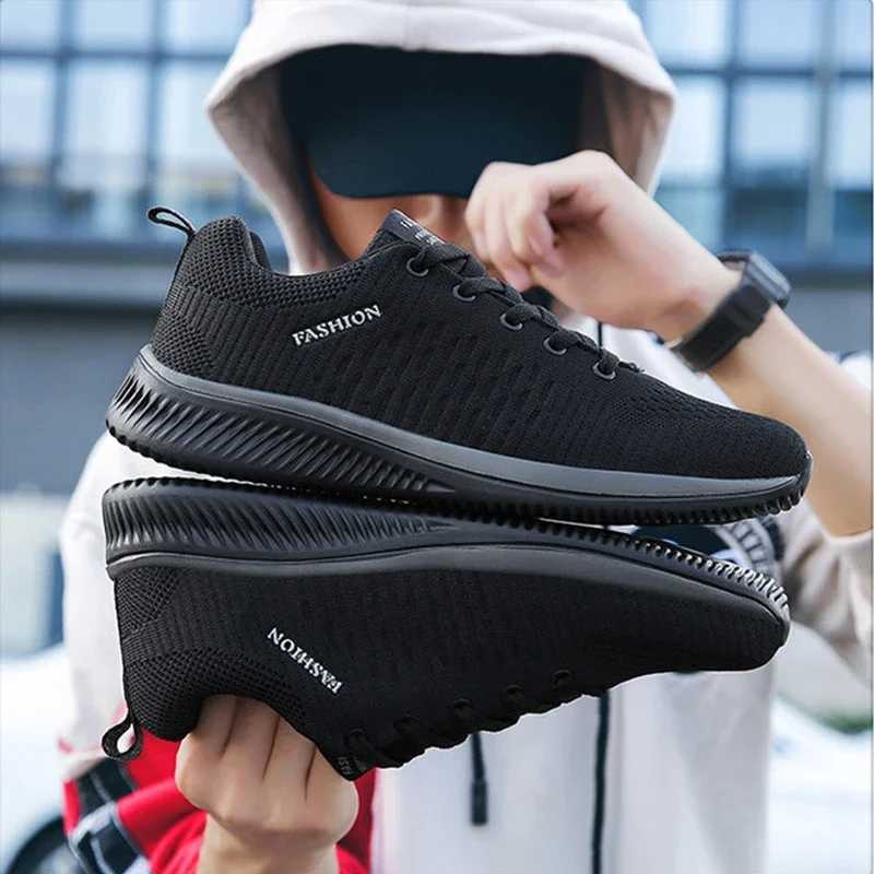 Mens running knitted shoes fashionable casual sports shoes breathable sports gym lightweight mens sports shoes casual shoes Z250319