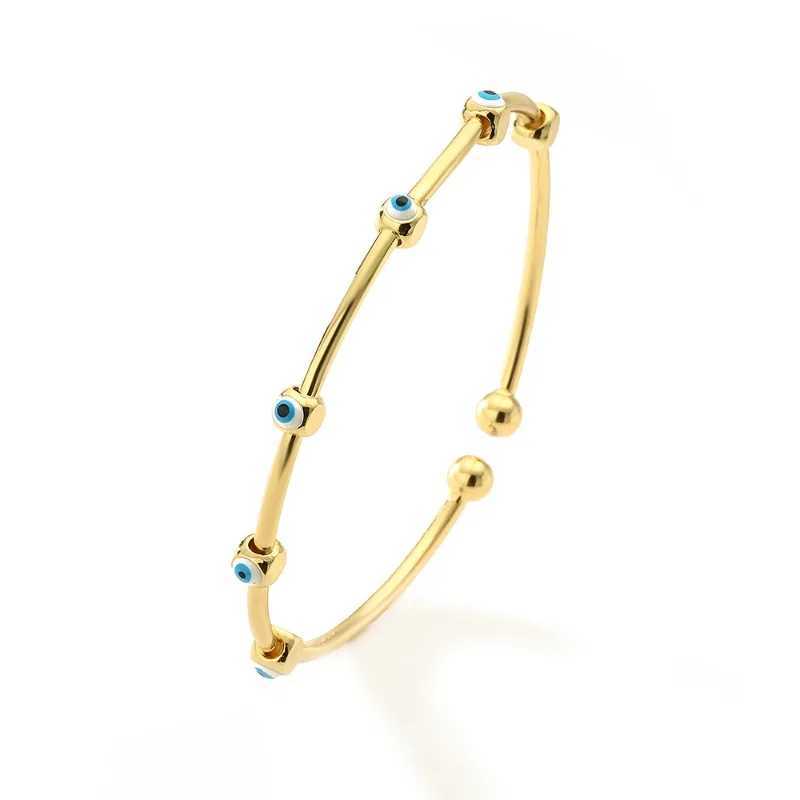 Fashionable Women Titanium Steel Personality Copper Plated Real Gold Drops Demon Eyes Open Adjustable Bracelet Girl 2024 JewelryX240925