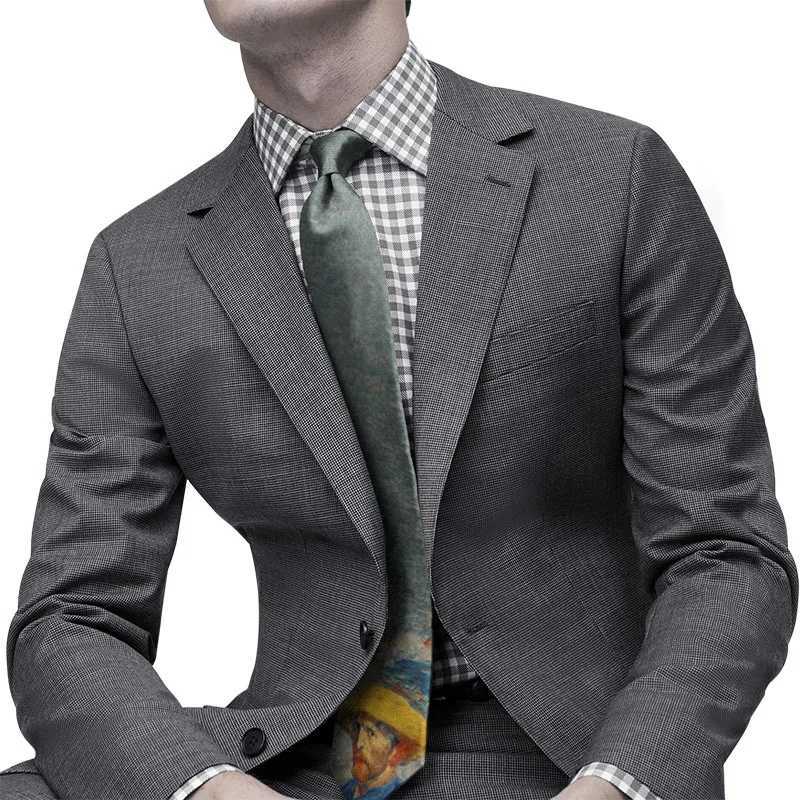 Fashion Art Oil Painting Tie Van Gogh Retro Portrait Casual Business Tie Mens Party Wedding Shirt Accessories Y240925