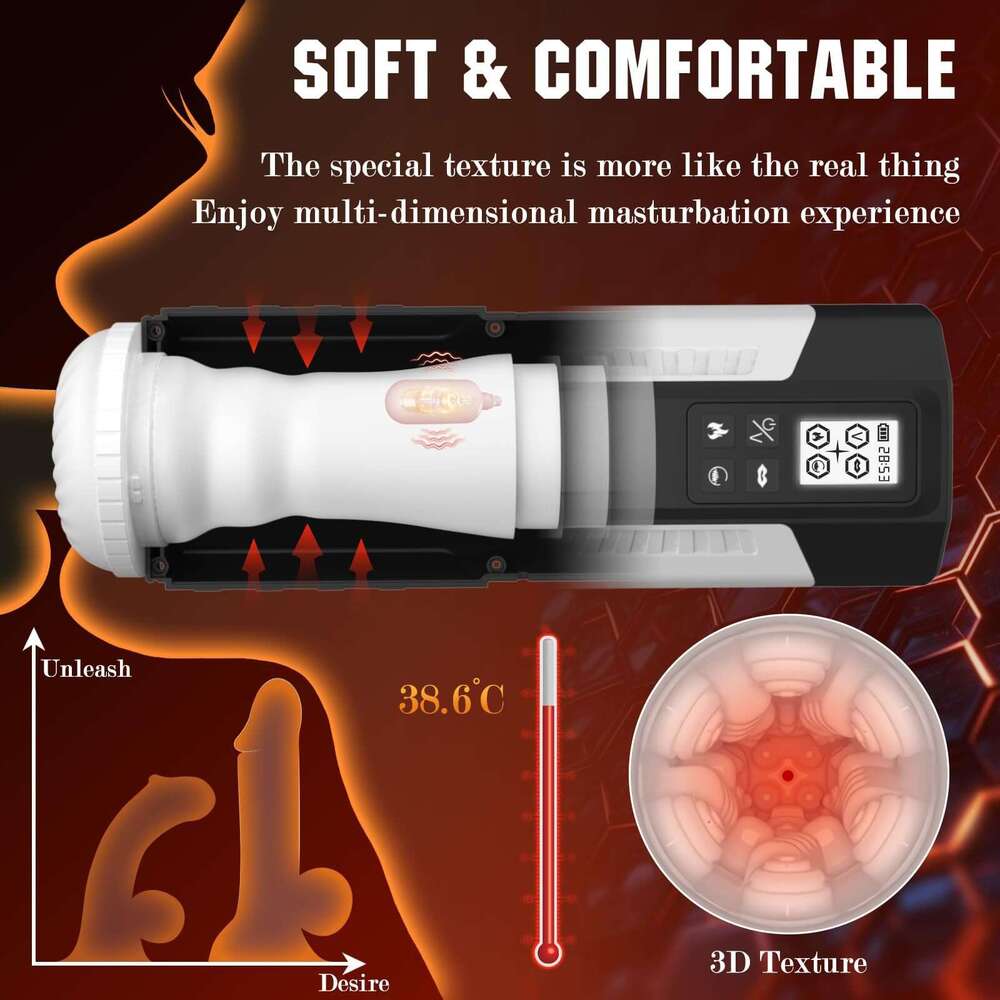 Male sex products Factory direct supply for men's masturbation Thunder Wind airplane cup LCD screen retractable suction vibration heating adult p