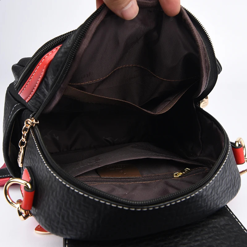 Womens large capacity backpack wallet womens retro bag school travel highquality leather 240724