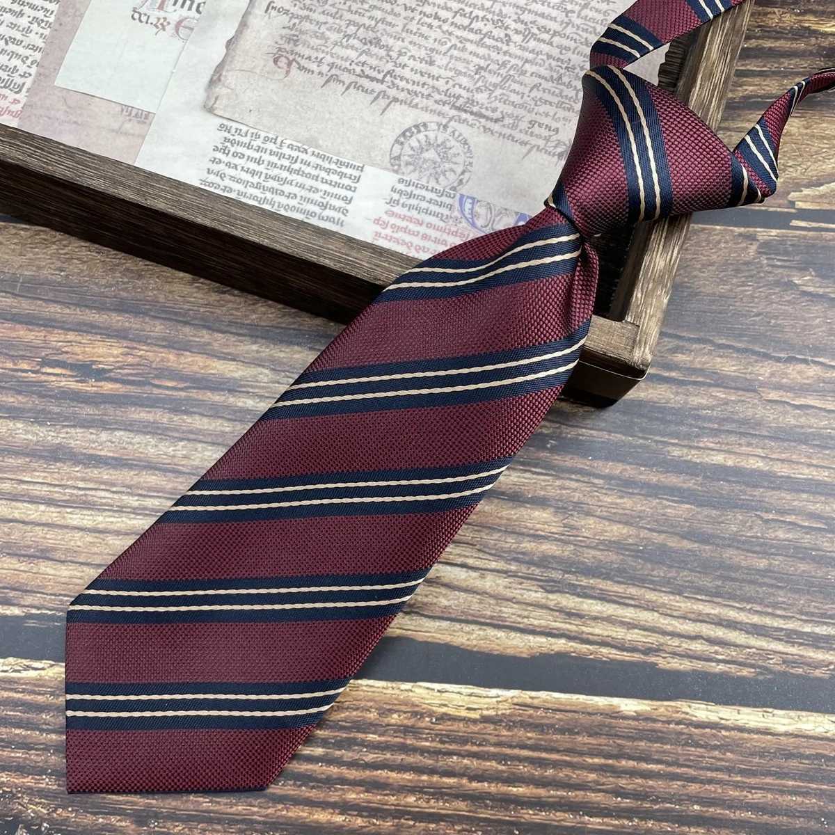 22CM short neckline handmade striped small tie for men lazy tie for young girls cute college style brown solid tie Fem Y240925