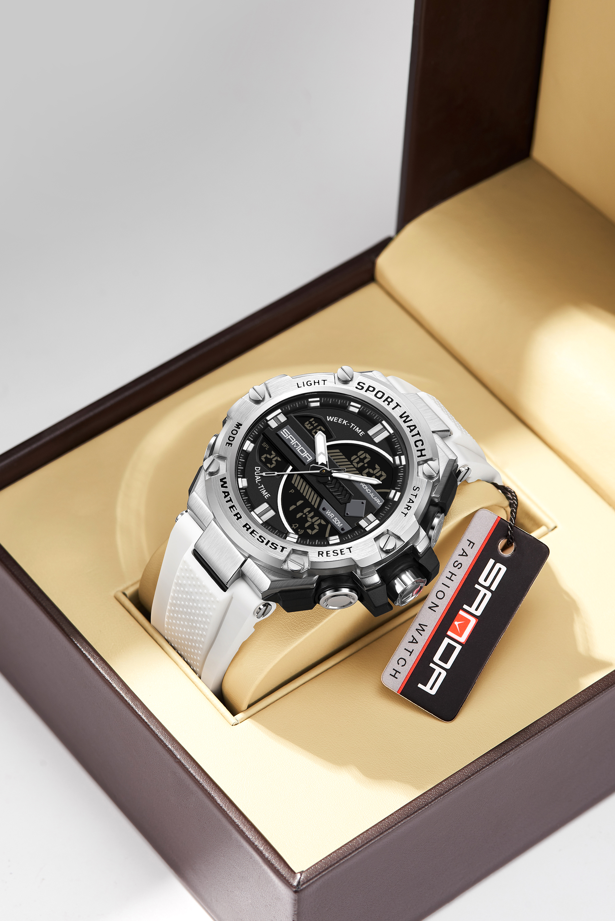 SANDA 3185 Men's New Rubber Strap Alarm Mode Waterproof and Shockproof Outdoor Sports Timing Watch