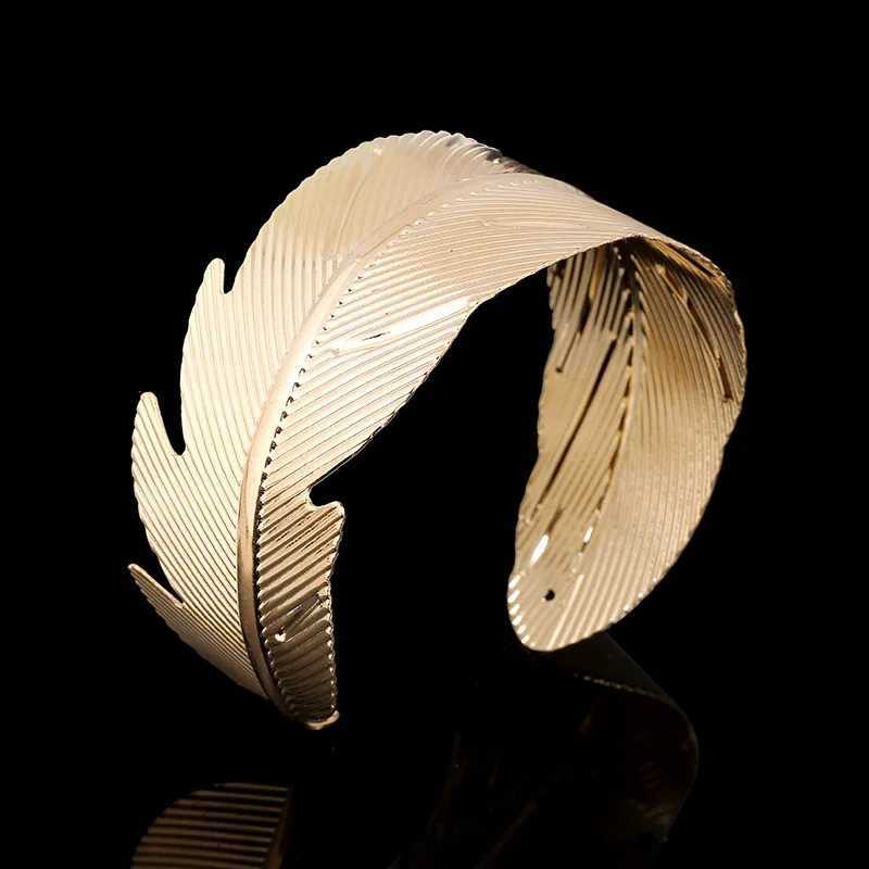 Gold Silver Color Hollow Wide Cuff Bracelets Bangles For Women Men Punk Geometric Alloy Open Big Bangle Bracelet Fashion JewelryX240925