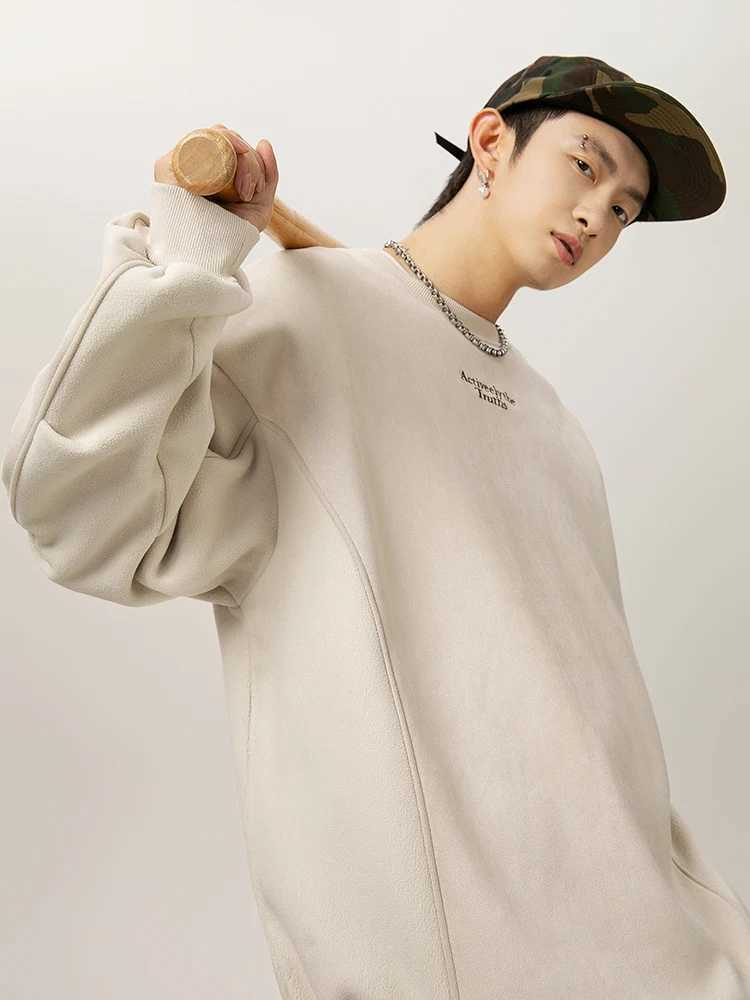 Sweatshirt Mens American Retro Collision Color Splicing Round Neck Hoodie Womens Fall Winter Versatile Pullover SweatshirtsX240925