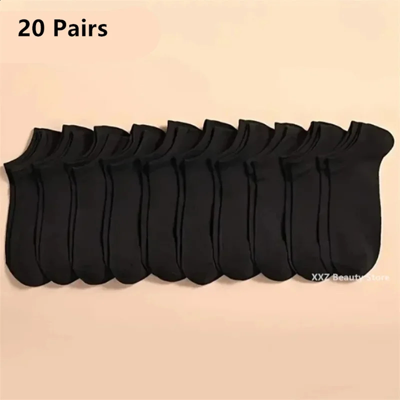 51020 Pairs White Casual Breathable Socks Boat Socks For Women Men Invisible Low Cut Silicone Non-slip No-show Ankle Socks 240925