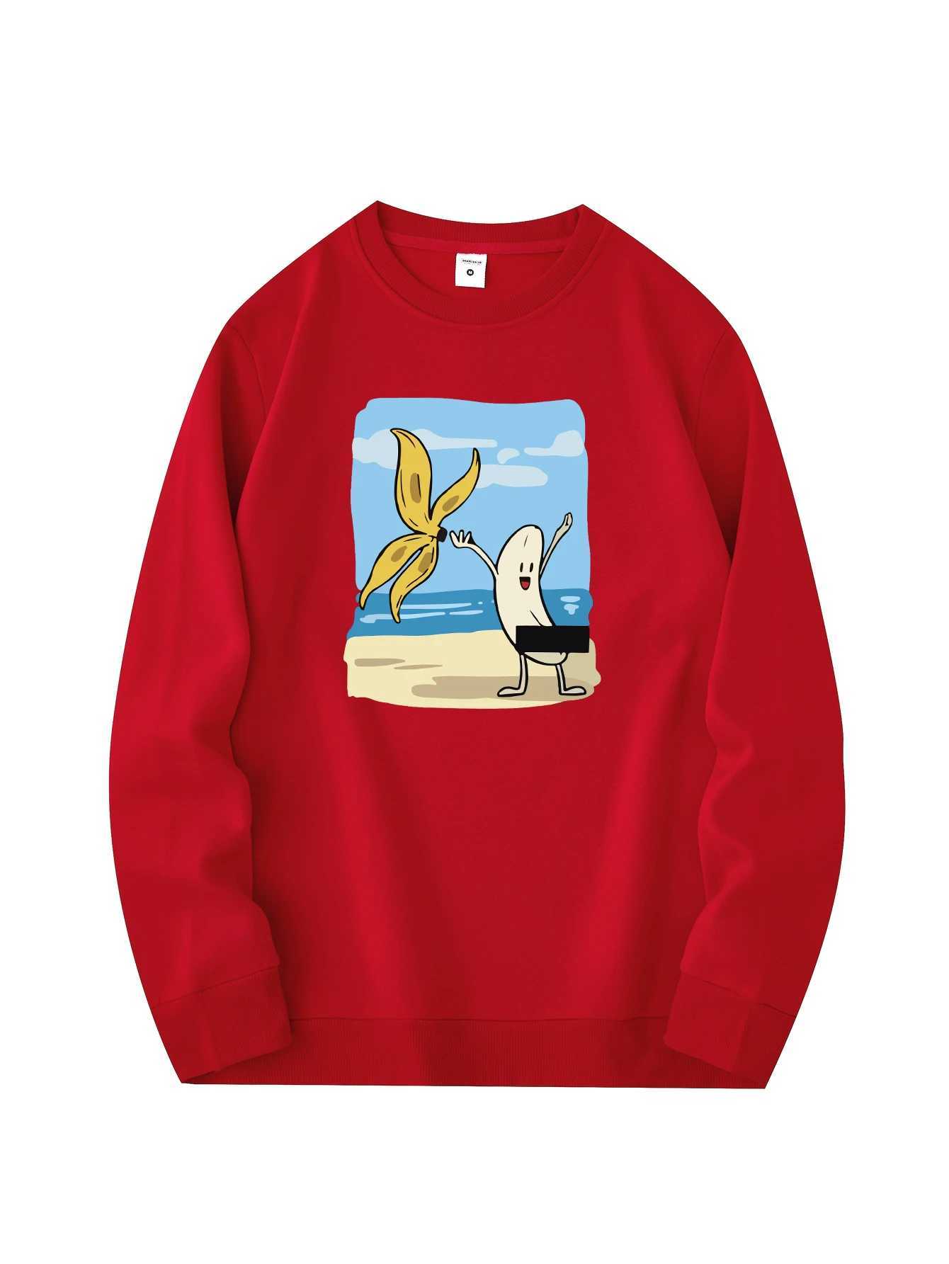 Mens new fashionable round neck sweater casual and daily comfortable round neck sweatshirt beach print mens blouseX240925