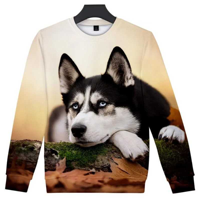 3D Printed Cute Siberian Husky Dog Hoodie For Men Animal Pattern Sweatshirt Long Sleeves Pullovers Casual Round Neck HoodiesX240925