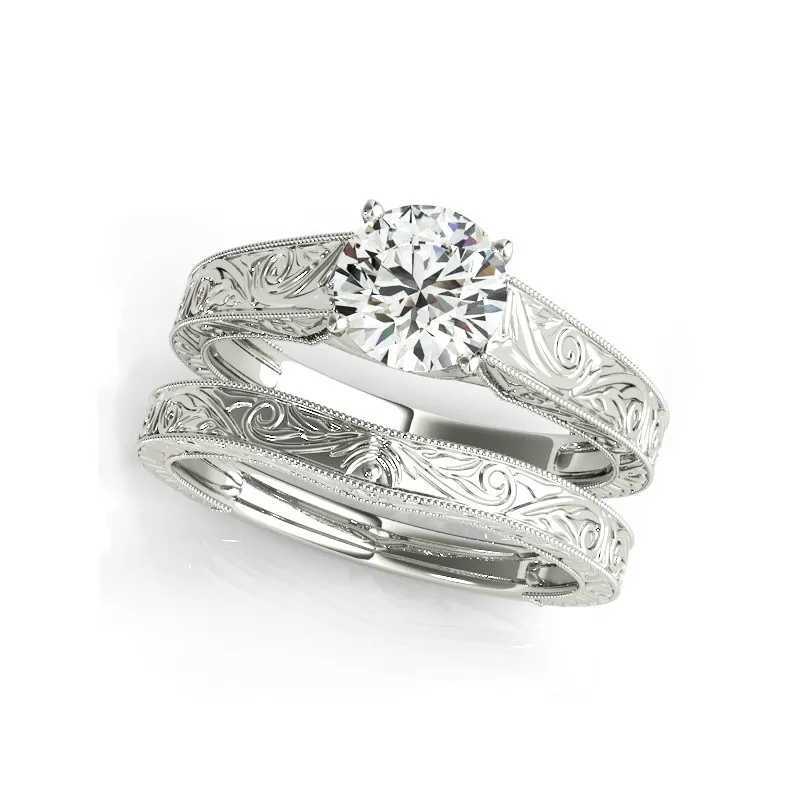LESF 1.2carat D-color Mo silica diamond 925 sterling silver wedding ring set engagement ring vintage design jewelry W240925