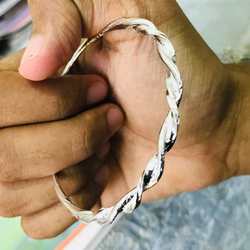 Vintage Silver Color Bangles for Women Fashion Adjustable Bracelet Twist Braid Metal Bangle Party Wedding Accessories JewelryX240925