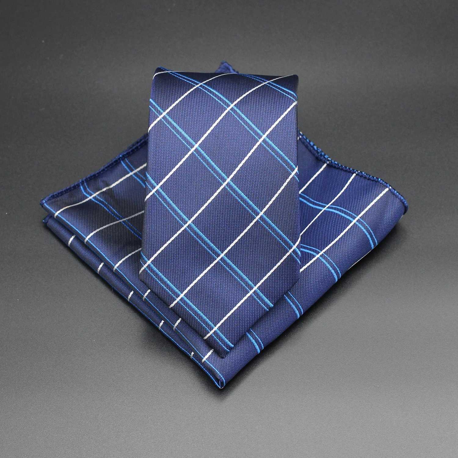 Classic Teal Stripe Mens Tie Elegant Silk High Quality Tie Weaving Set M-neck Hanky Set Business Wedding Party Y240925