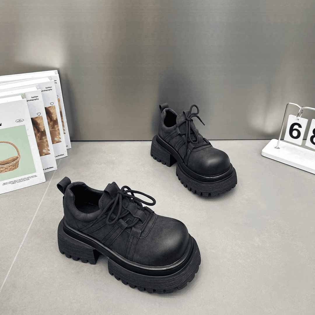 Platform Single Shoes Women's Fall 2024 New Lace-Up Retro Versatile Casual Shoes Free shipping
