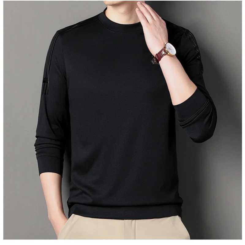 Mens Clothing Temperament Commuting 2023 Autumn and Winter New Fashion Versatile Round Neck Long Sleeve Solid Color PulloverX240925