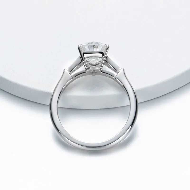 DEZO all silica womens engagement ring three stone solid 925 silver pad cut 2-carat VVS1 D color GRA certificate W240925