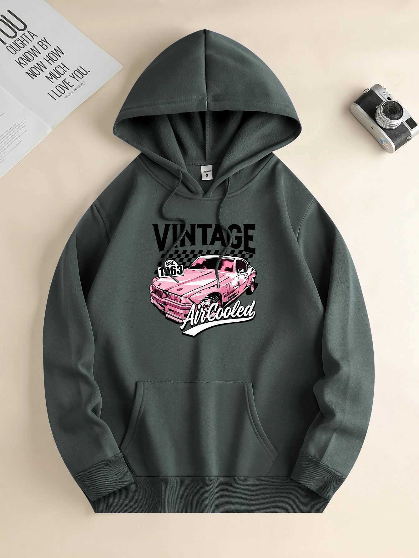 Mens new trendy round neck sweatshirt casual daily comfortable round neck sports shirt with car print mens topX240925