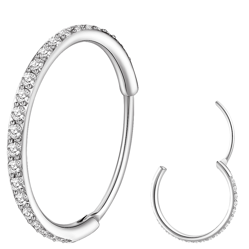 TUPMI Surgical Steel Nose Hoop 14k Gold CZ Nose Rings Handmade Stainless Steel Cartilage Earrings Tragus Helix Hoop Nose Rings Piercing Jewelry for Wo