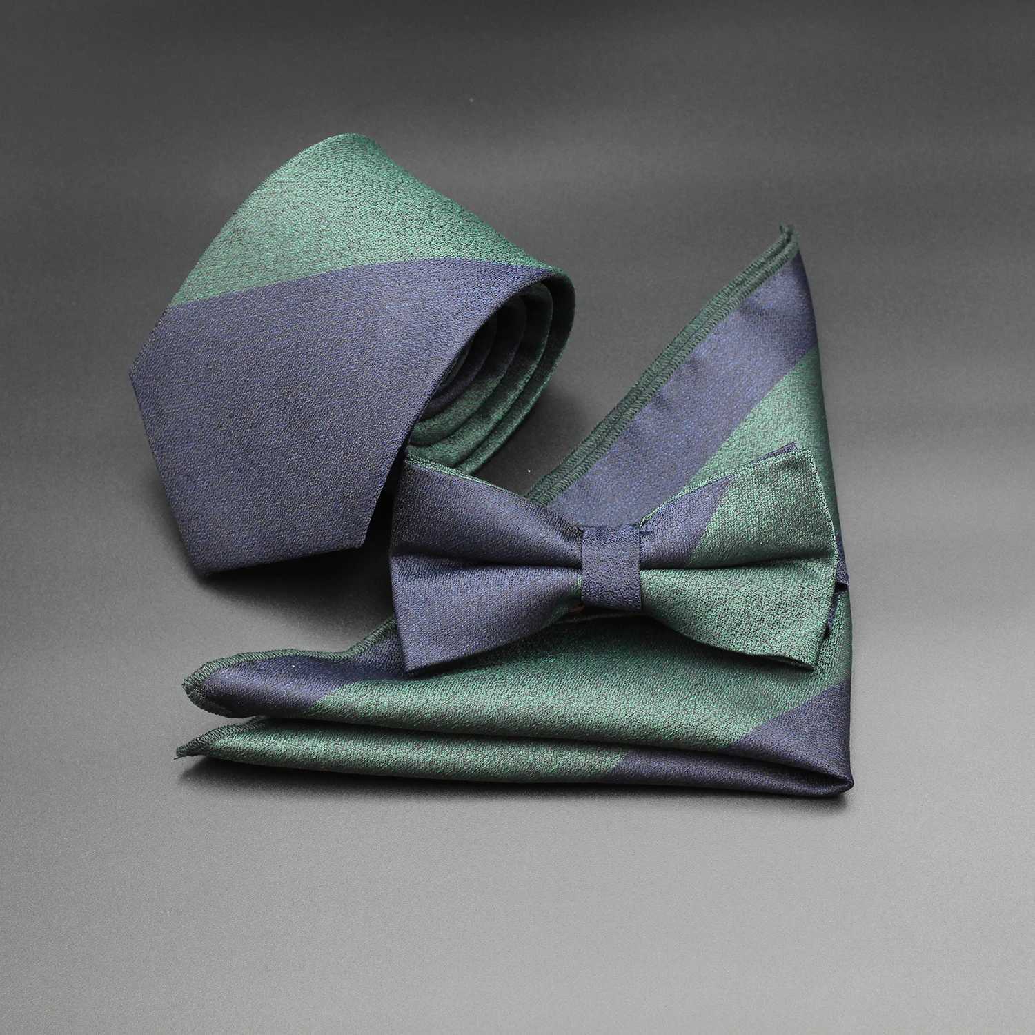 8cm New Red and Blue Ribbon Mens Fashion Jacquard Stripe Geetry Necktie Pocket Square Set Gro Wedding Party Business Y240925