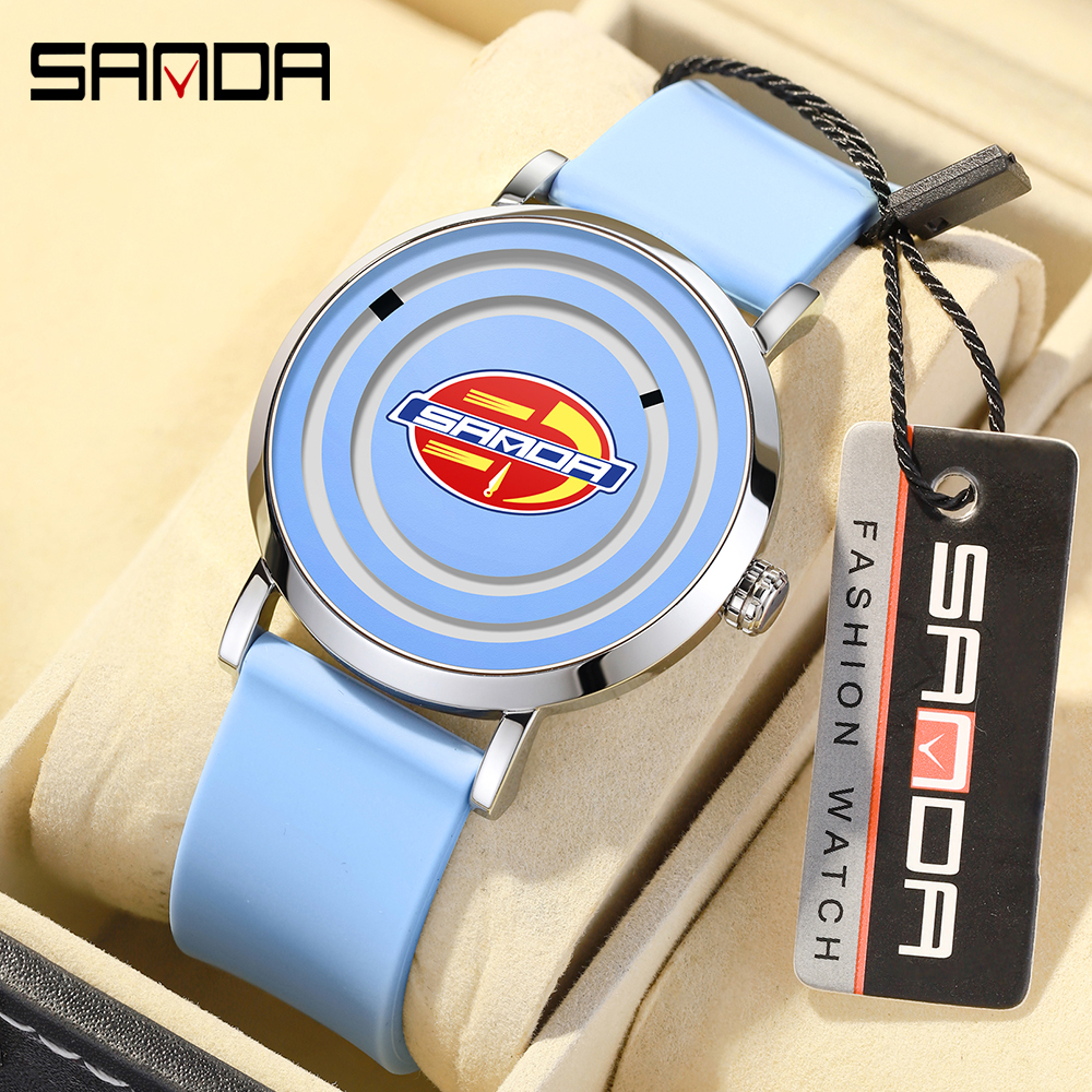 Sanda's new 3210 silicone tape men's and women's watches are fashionable, trendy, cool, simple, and personalized for children 01