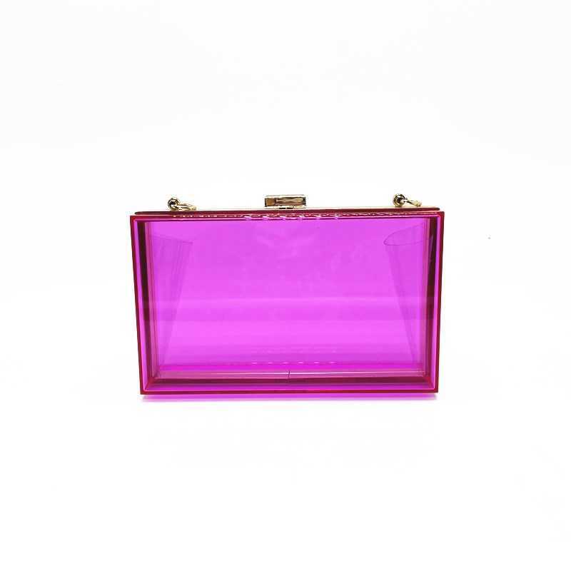 New Acrylic Womens Bag Small Square Bag Clutch Bag Summer Candy Color Transparent Box Bag Dinner Bag Womens Chain Bag 240920