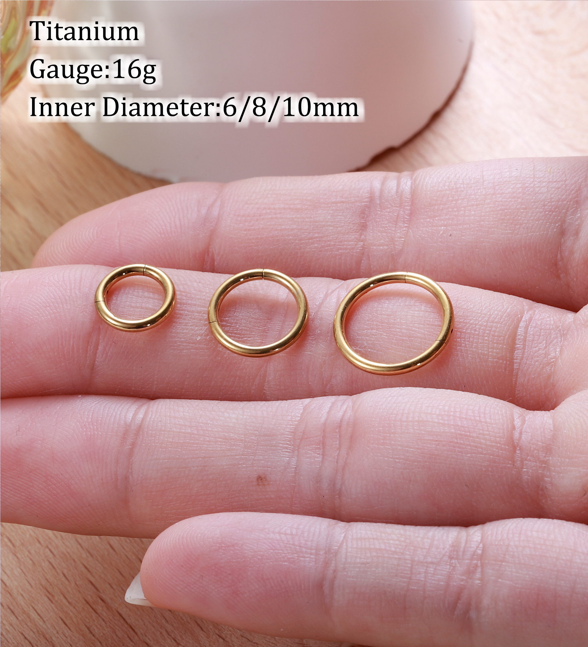 TUPMI Titanium Nose Rings Hoops 16G Hinged Nose Piercing Hoop G23 Septum Click Nose Rings Lip Rook Lobe Tragus Helix Daith Conch Cartilage Hoop Earrin