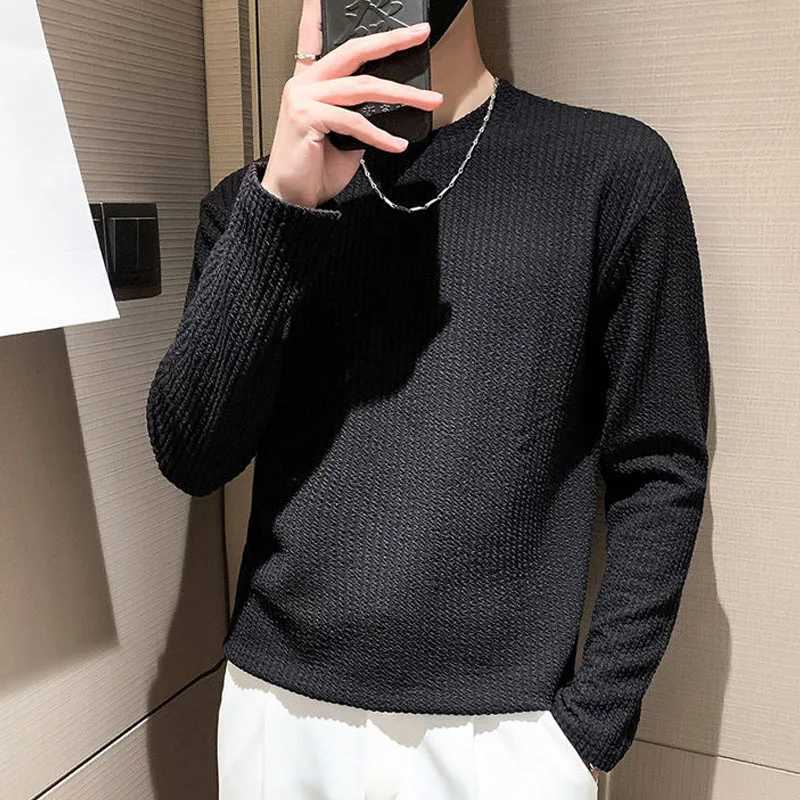 New Autumn/Winter Fashion Product Premium Solid Round Neck Loose and Versatile Handsome Mens Casual Sports Long Sleeve SweaterX240925