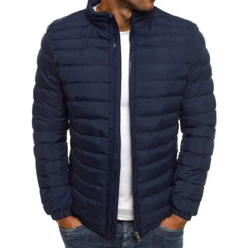 2023 Winter Foreign Trade Mens Solid Color Stand up Collar Cotton Coat Jacket Cotton Coat Y240925
