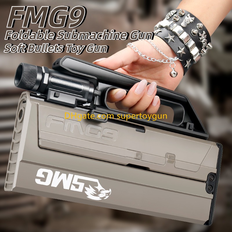 FMG 9 Folding Submachine Gun Toy Soft Bullet Blaster Foam Dart Manual Shooting Launcher For Adults Boys Outdoor Games