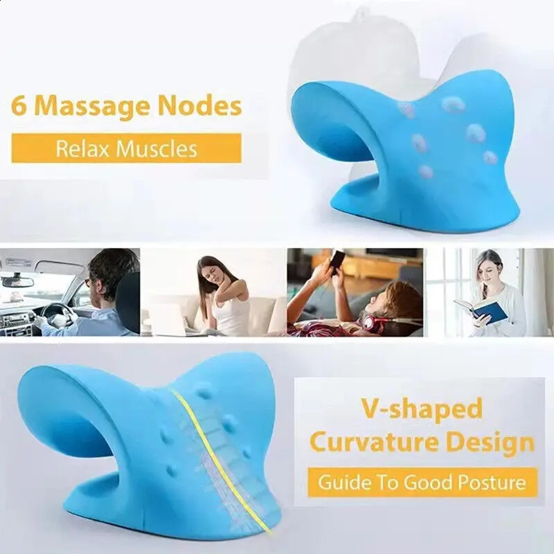 Neck and Shoulder Relaxer Corrector Vertebra Massager Cloud Pillow Cervical Stretcher Acupressure Point Relief Pain Traction 240919