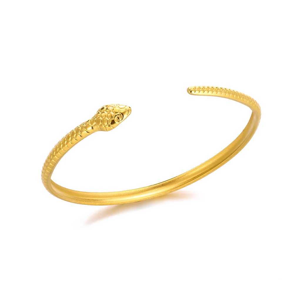 Stainless Steel Snake Bangle For Women Gold Color Charm Animal Bracelet Openning Bangle Party Aesthetic Jewelry AccessoriesX240925