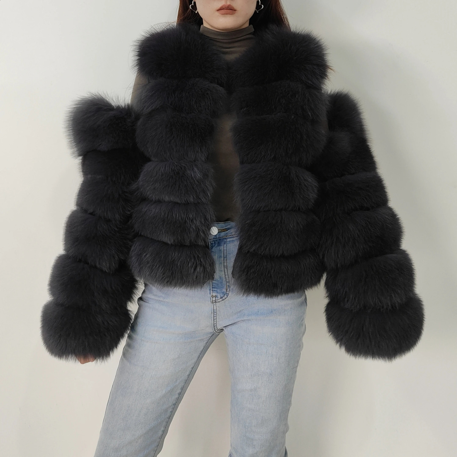 4in1 Winter Jacket Vest y Long Fur Natural Genuine Fox Coat Womens Free Delivery 70cm 240924