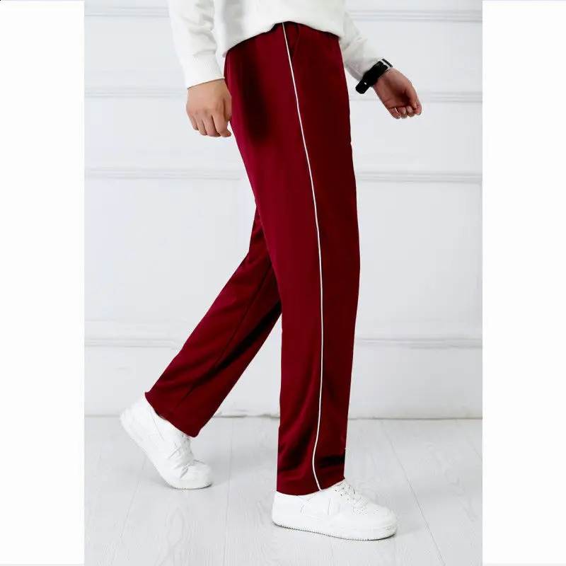 Wine red Unisex Track Pants Casual Sweatpants mens Striped Bastic Trousers Straight Joggers Simple Work 240920