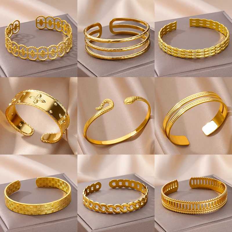 Snake Bangle Stainless Steel Bracelet For Women Opening Gold Plated Luxury Brand Bracelets Punk Animal Aesthetic Jewelry On HandX240925